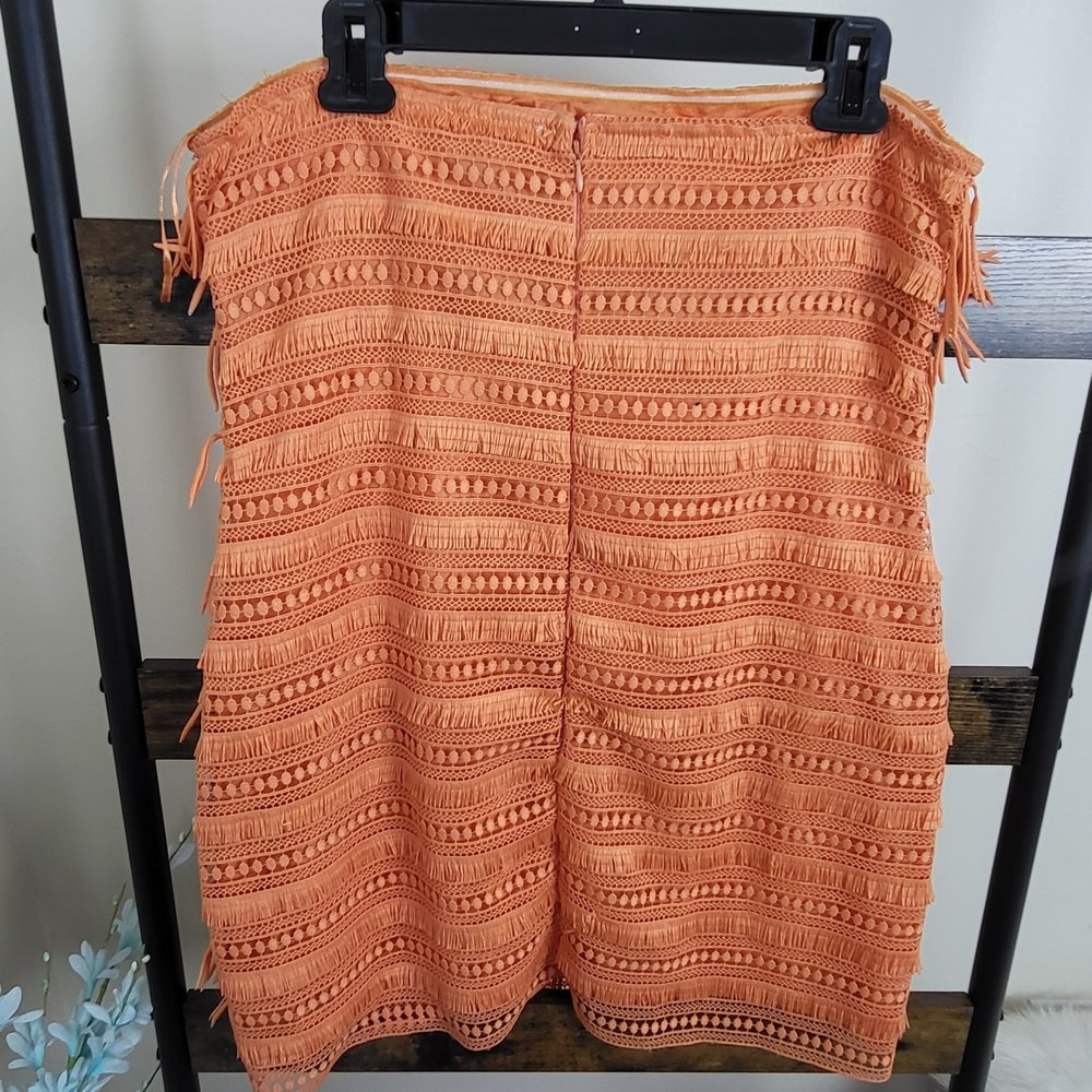 NWT Anthropologie Let me be orange fringed tube boho dress size M - Picture 7 of 11